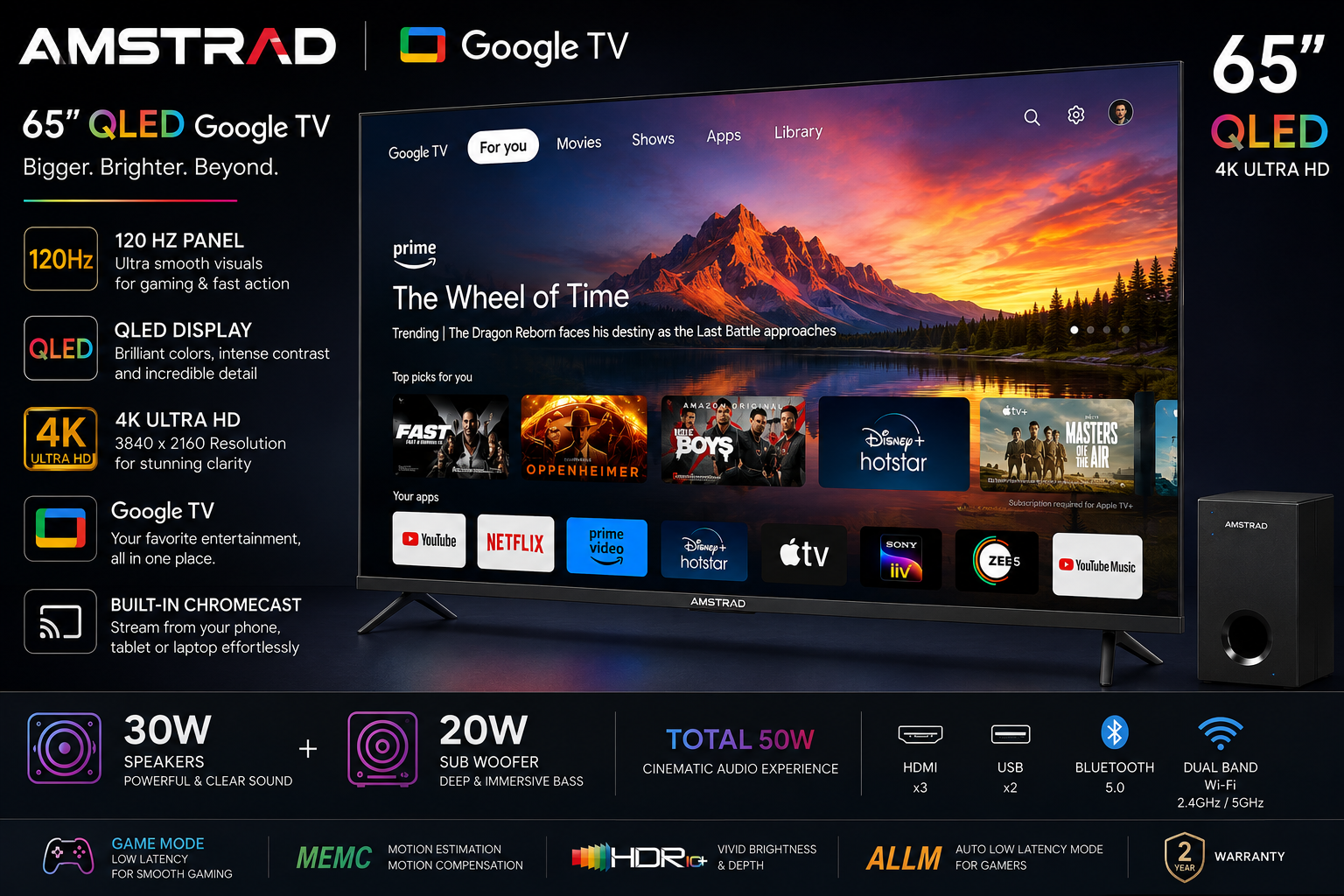 AMSTRAD 65 INCH GOOGLE TV QLED